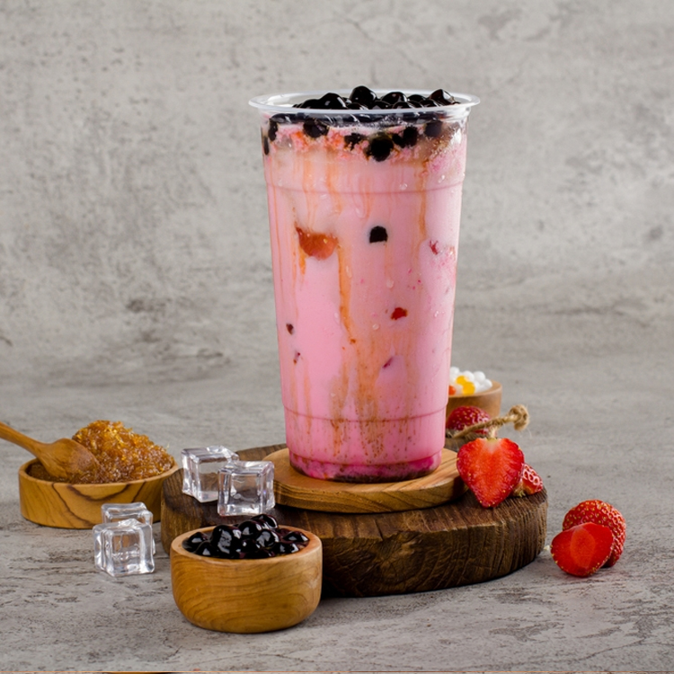 Rose Milk + Strawberry Boba