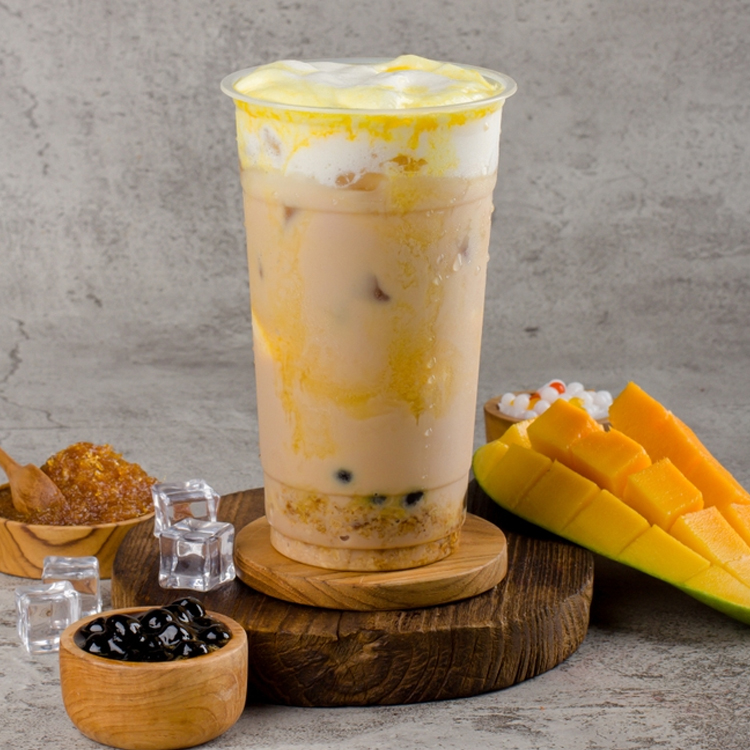 Vanilla Milk + Mango Boba